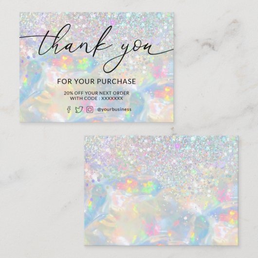 dank u glitter opal texture visitekaartje (Voorkant / Achterkant)