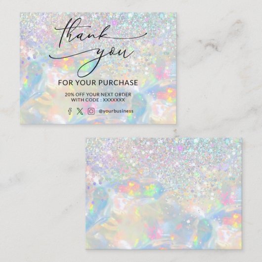 Dank u Glitter Opal visitekaartje (Voorkant / Achterkant)