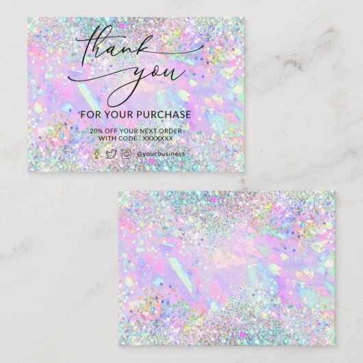 Dank u Glitter Opal visitekaartje (Voorkant / Achterkant)
