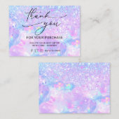 Dank u glitter paarse opaal visitekaartje (Voorkant / Achterkant)