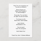 "Dank u, God" gedicht Informatiekaartje (Voorkant)