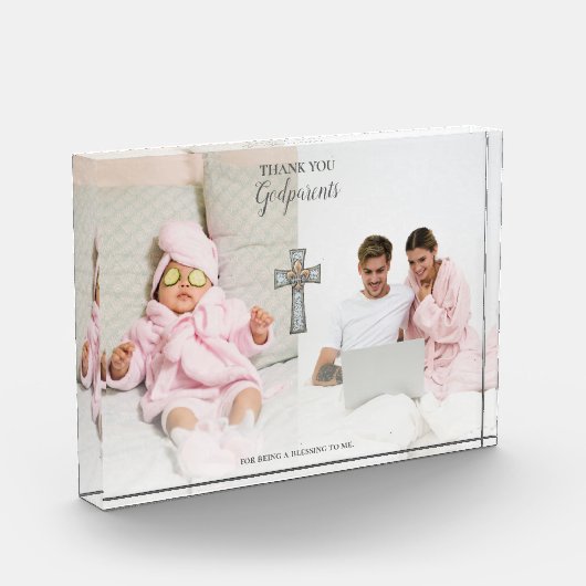 Dank u Godouders Gift Cross Dubbel Fotoblokken (Links)