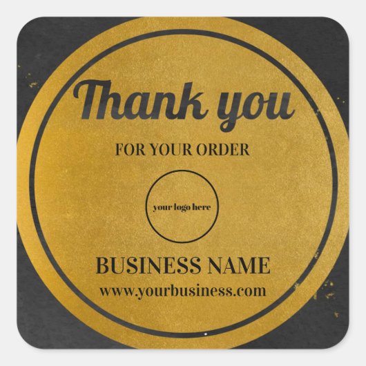 Dank u Gold Black Business Corporate Vierkante Sticker (Voorkant)