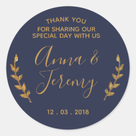 Dank u Gold en Navy Blue Feather Sticker