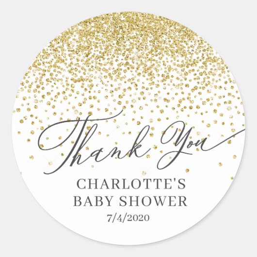 Dank u Gold Glitter Favor Sticker (Voorkant)