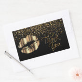 Dank u - Gold Metal Lips met Gold Confetti Rechthoekige Sticker (Envelop)