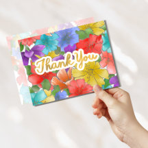 Dank u Gold Script Modern Waterverf Floral