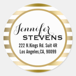 Dank u- Gold Stripes geometrisch patroon Ronde Sticker