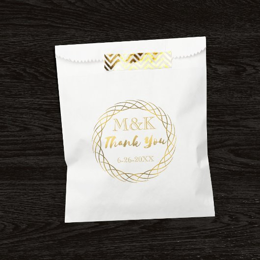 Dank u Gold Wreath Monogram Wedding Favor Tassen Bedankzakje