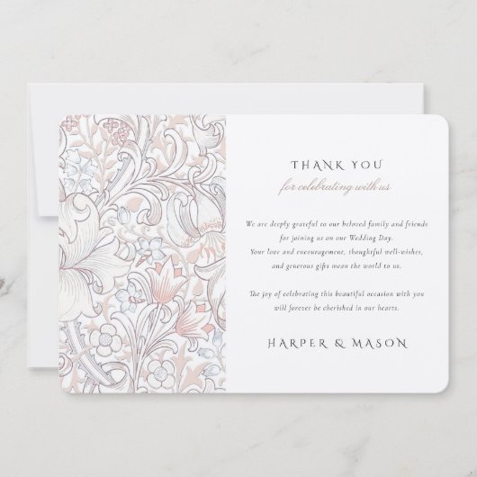 Dank u Golden Lily Classic Pastel Morris Kaart (Voorkant)