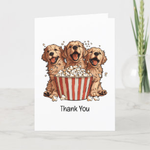 Dank u Golden Retriever Honden Film Popcorn Bedankkaart