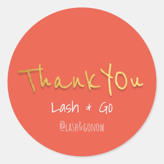 Dank u Golden Script Koraal bruiloft Event Favor Ronde Sticker (Voorkant)