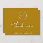 Dank u Golden Script Logo Yellow Mosterd Kaart (Voorkant / Achterkant)