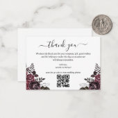 Dank u Gothic Bloemen Bruiloft QR Code Notitiekaartje (Voorkant / Achterkant in situ)