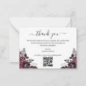 Dank u Gothic Bloemen Bruiloft QR Code Notitiekaartje (Voorkant)