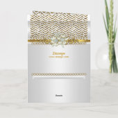 Dank U Goud Chevron Witte Diamant Parel Bedankkaart (Achterkant)