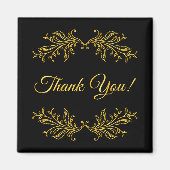 Dank U Goud Effect op Zwart Dank U Magneet (Voorkant)