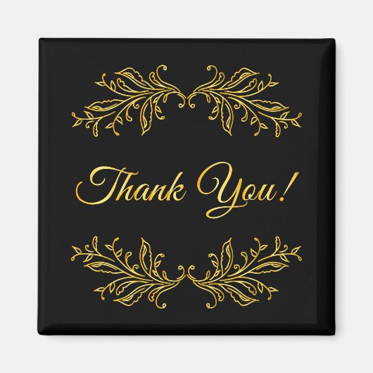 Dank U Goud Effect op Zwart Dank U Magneet (Voorkant)