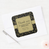 Dank u: Goud en zwart 75ste Verjaardagsfeestje Vierkante Sticker (Envelop)