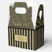 Dank u goud en zwart geometrische strepen patroon bedankdoosjes (Geopend)