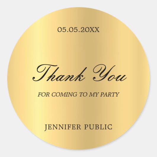 Dank U Goud Hand Schrift Tekst Glamour Sjabloon Ronde Sticker (Voorkant)