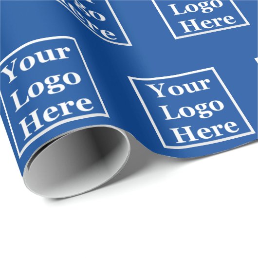 Dank U Goud Schrift Blauw Uw Logo Hier Patroon Cadeaupapier (Rol Hoek)