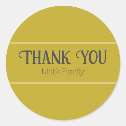 Dank u  Goud Stevige Kleur Personaliseer Ronde Sticker (Voorkant)