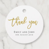 Dank u/goud/uw namen & bericht bruiloft bedankjes labels (Voorkant)