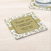 Dank u: Goud/Wit 70ste Willekeurige Getal Patroon Kartonnen Onderzetters (Schuin)