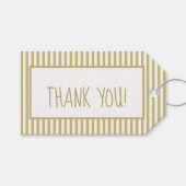 Dank u: Goud/Wit Eenvoudige Stripes Patroon Cadeaulabel (Voorkant (Horizontaal))