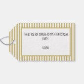 Dank u: Goud/Wit Eenvoudige Stripes Patroon Cadeaulabel (Achterkant Horizontaal)