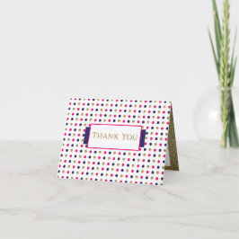Dank u - Gouden, Blauwe, Roze en Witte stippen Bedankkaart