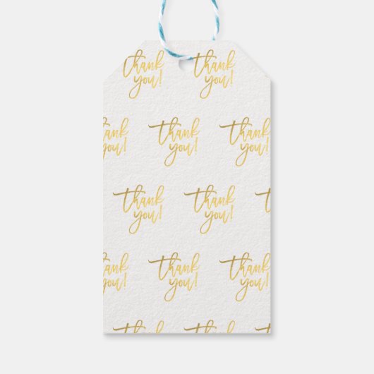 Dank u Gouden Folie Modern Script Wedding Favor Cadeaulabel (Achterkant)