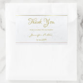 Dank u gouden handschrift tekst marmeren Sjabloon Rechthoekige Sticker (Tas)