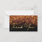 Dank u gouden handschrift zwart gouden glimpen notitiekaartje (Voorkant)