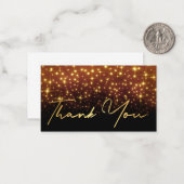Dank u gouden handschrift zwart gouden glimpen notitiekaartje (Voorkant / Achterkant in situ)