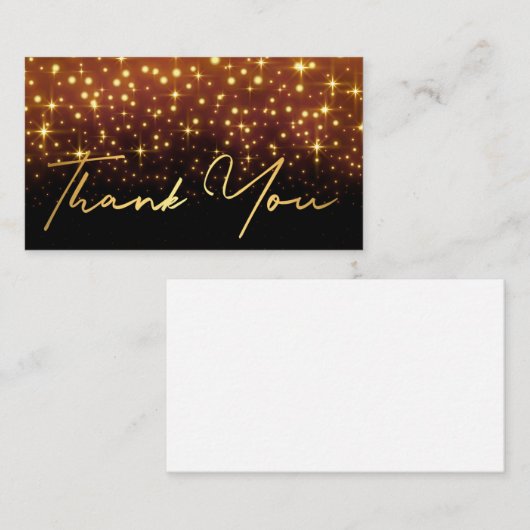 Dank u gouden handschrift zwart gouden glimpen notitiekaartje (Voorkant / Achterkant)