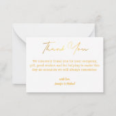 Dank u, gouden kalligrafie minimale vakantiefoto notitiekaartje (Achterkant)