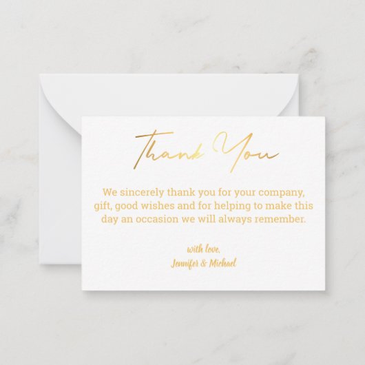 Dank u, gouden kalligrafie minimale vakantiefoto notitiekaartje (Achterkant)