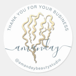 Dank u gouden Logo naam wit haar schoonheid Ronde Sticker