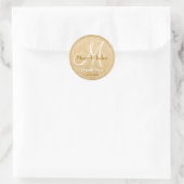 Dank u gouden monogram bruiloft stickers (Tas)