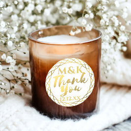 Dank U Gouden Monogram Trouw Favor Sticker