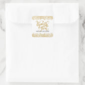 Dank u gouden typografie met gouden paisley kant vierkante sticker (Tas)