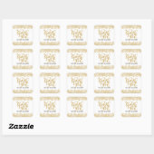 Dank u gouden typografie met gouden paisley kant vierkante sticker (Vel)