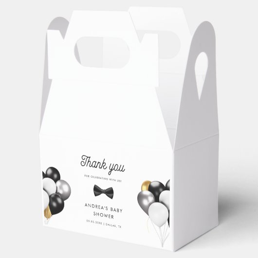 Dank u gouden zilveren ballonnen Retro Baby shower Bedankdoosjes (Geopend)