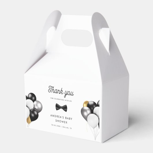 Dank u gouden zilveren ballonnen Retro Baby shower Bedankdoosjes (Voorkant Zijde)