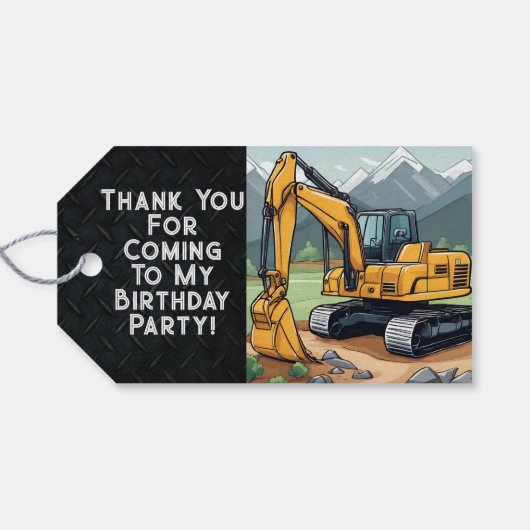 Dank u Graafmachine Favor Equipment Verjaardagsfee Cadeaulabel (Achterkant Horizontaal)