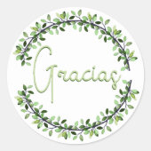 Dank u Gracias Light Green Typografie Wreator Ronde Sticker (Voorkant)