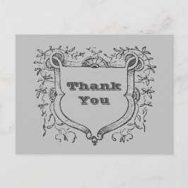 Dank u Gray Vintage Shield Waardering Briefkaart