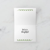 Dank u Green Frog Fern Natuur Garden Waterverf Bedankkaart (Binnen)